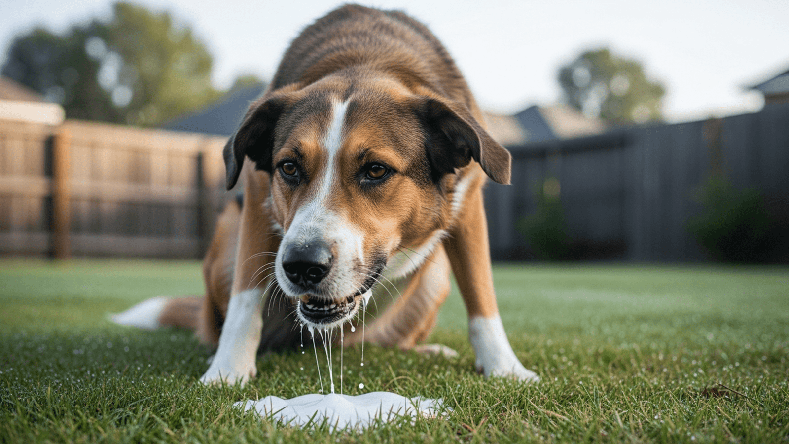 Imagem de cachorro vomitando espuma branca
